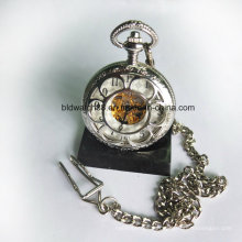 Flower Shaped Skeleton Mechanical Pocket Watch Alloy